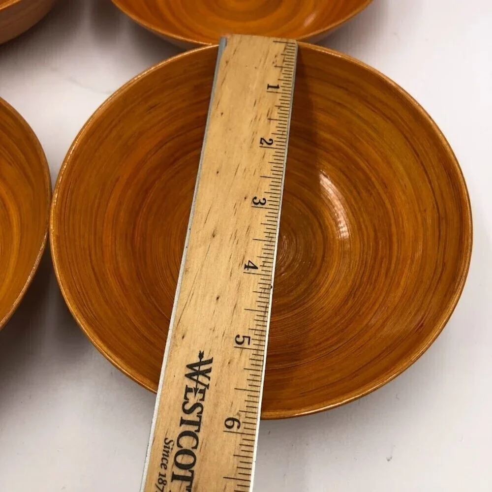 Vintage MCM Salad Bowl Set Orange Swirl Dinnerware 5 Pieces Collectible